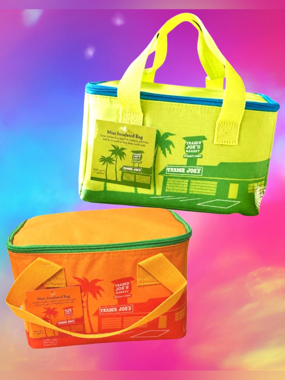 🆕Trader Joe’s Set of 2 Mini Insulated Food Storage Lunch Tote Bag❤️❤️